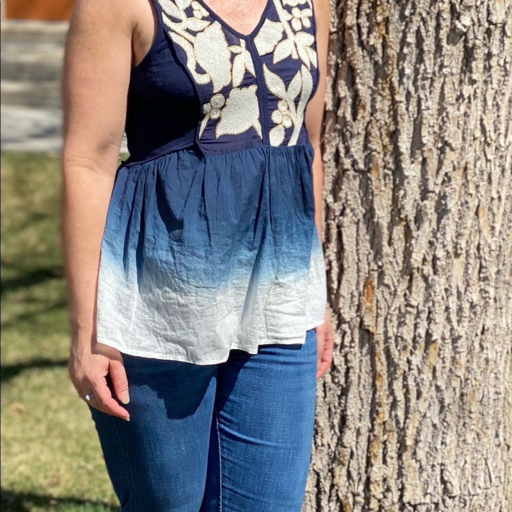 Floreat Embroidered peplum tank